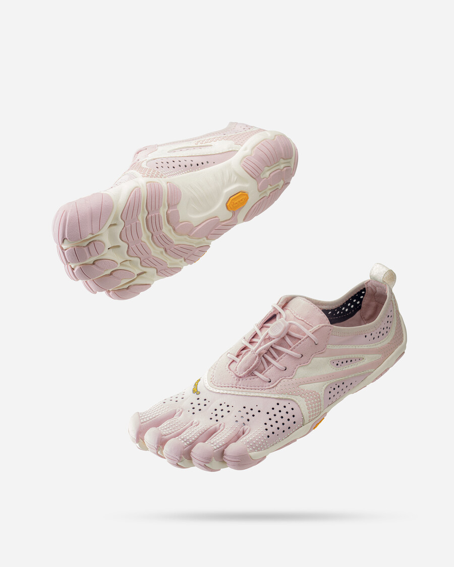 v-run damesschoenen in stoffig roze